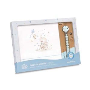 .Triptico CUNA Algodon Interbaby Mod ELEFANTE BCO/AZUL 03244-11
