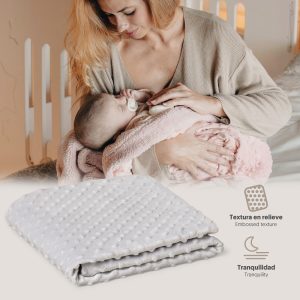 .MANTA multiuso extrasuave burbujas Interbaby 80 X 110 cm GRIS mod 0881-31