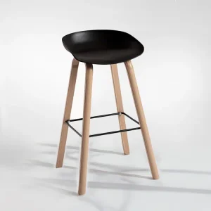 Spacio Kaank Taburete Madera | Black & White