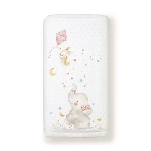 .SET 2 PCS Para Cuna 60×120  Nordico + Protector Desenfundables MOD ELEFANTE ROSA 92214-02
