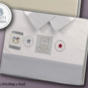 SABANAS CUNA 10240. GAMBERRITOS JUEGO GRIS CONJUNTO ROPA DE CUNA 120 X 60 ALGODON  GRAN CALIDAD