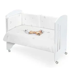 .SET 2 PCS  Edredon Nordico+ Protector Desenfundables para Cuna 60×120 Mod  OSO LUNA ESTRELLAS GRIS Interbaby 92756-31